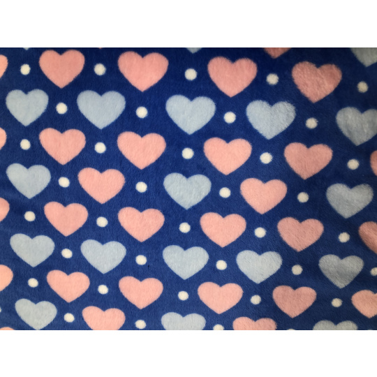 Fleecový pelíšek srdce barevné 100x70cm