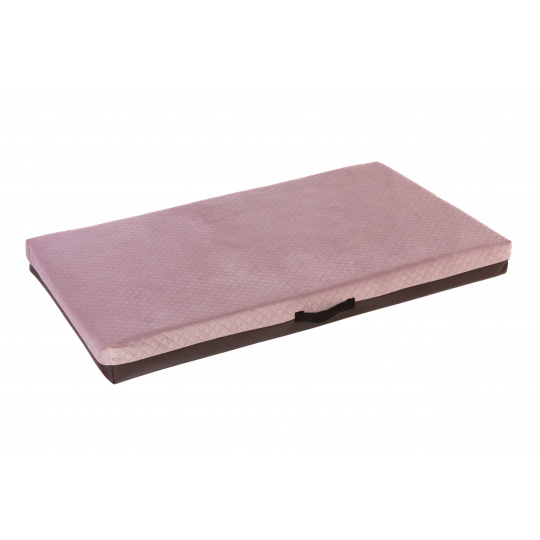 Pelíšek - prošitý velur starorůžová/hnědá eko kůže Pelíšek - prošitý velur starorůžová/hnědá eko kůže