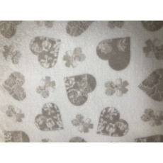 Deka - fleece béžové srdíčka 