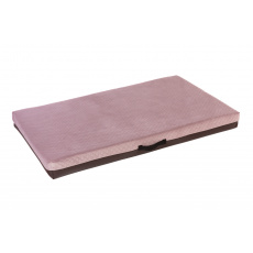 Ortopedický pelíšek -  prošitý velur starorůžová/spodek hnědá eko kůže